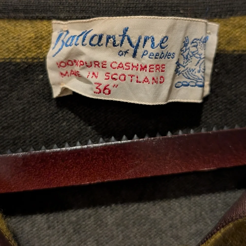 VTG Ballantyne of Peebles Cashmere Striped Cardigan Sweater Scotland 3/4 Sleeves - Picture 5 of 5
